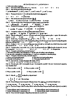 Đề ôn tập học kỳ I môn Toan 11